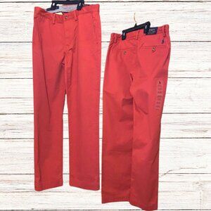 Ralph Lauren Polo Chino Stretch Straight Fit Flat Front 31 x 30 Nantucket Red